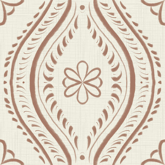 Falmet ogee damask - lys - mocha mousse tapet⁠