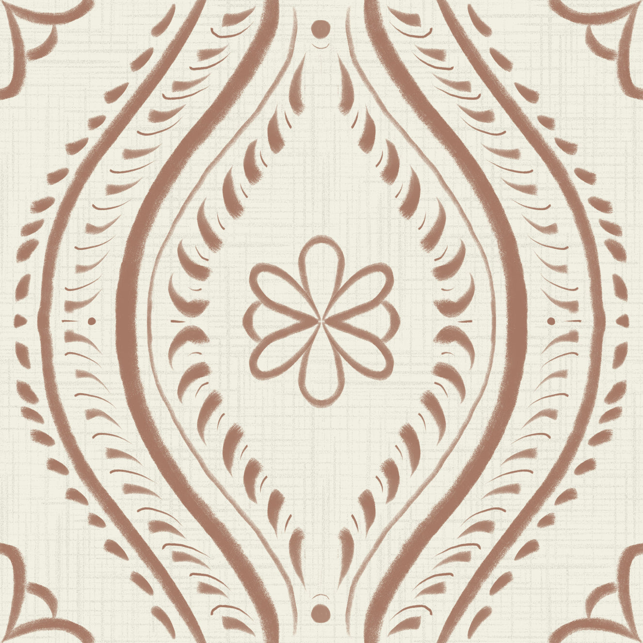 Verblasste Ogee Damast - hell - Mokka Mousse Wallpaper⁠