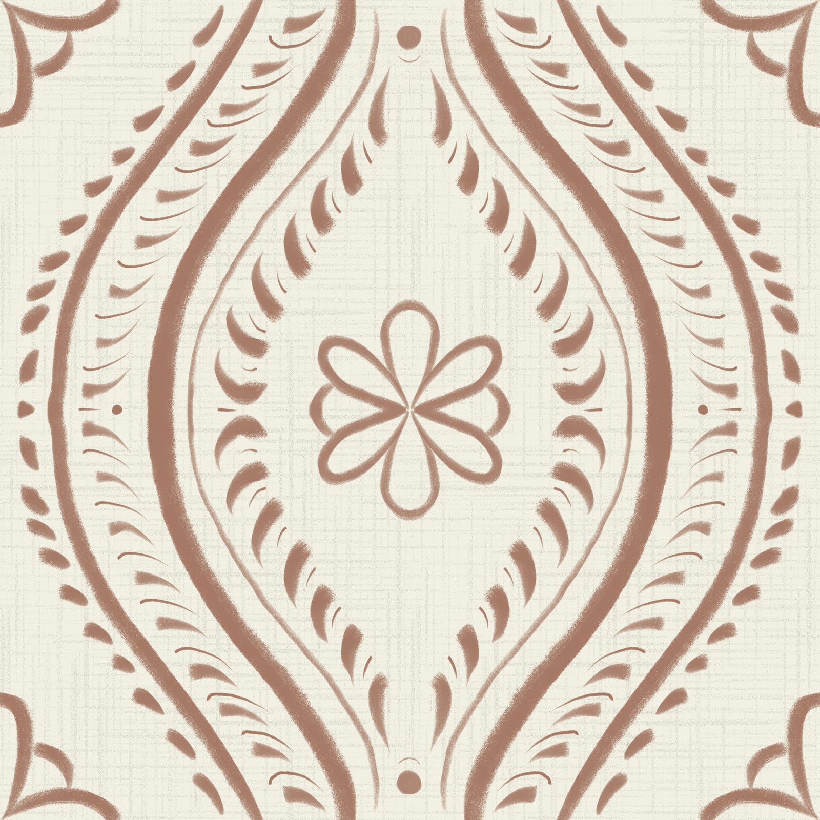 Faded Ogee Damask - Bright - Mocha Mousse peint⁠