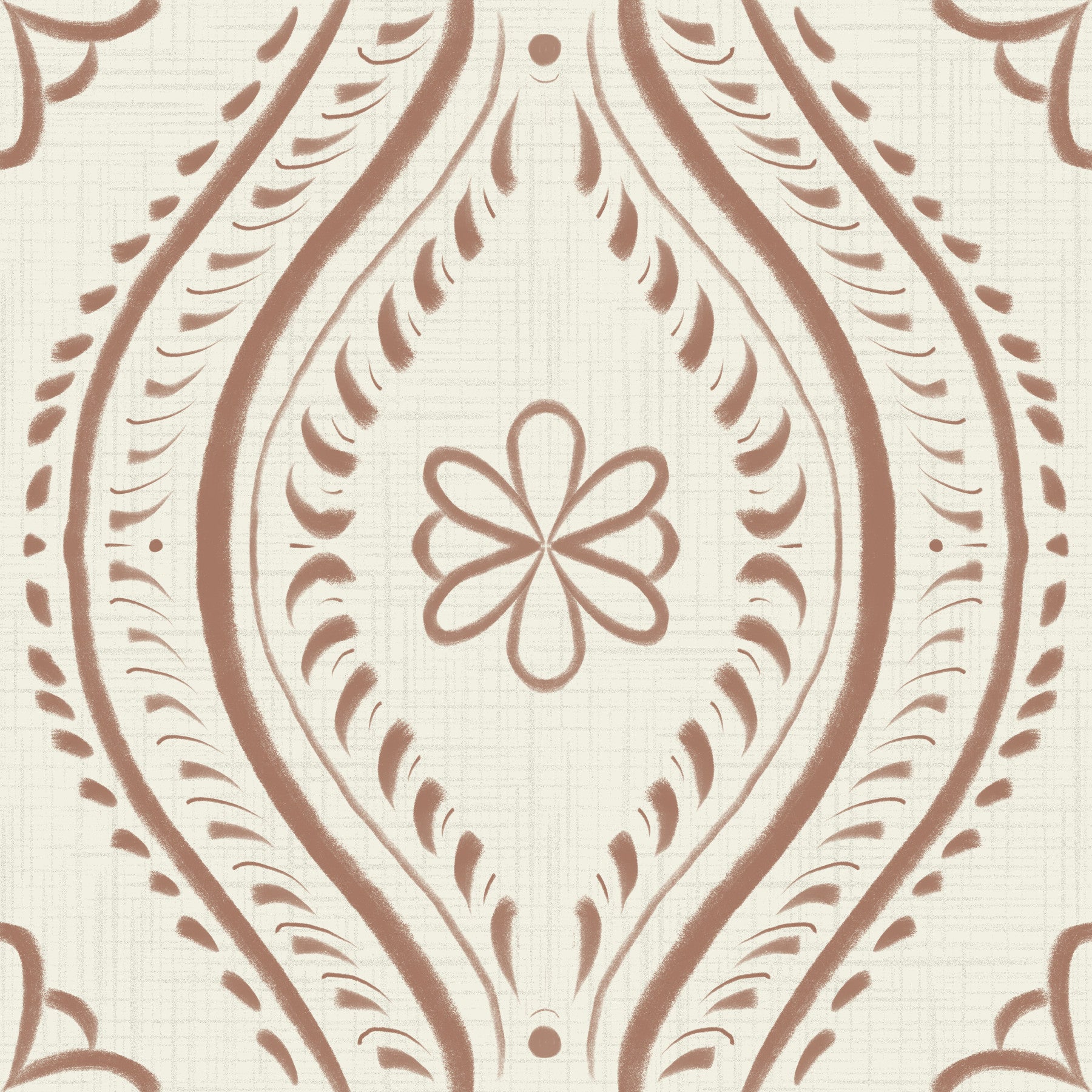 Faded Ogee Damask - Bright - Mocha Mousse peint⁠ in your room — zoomed