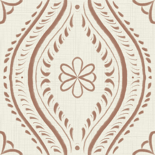 Haalistunut Ogee Damask - Bright - Mocha Mousse -taustakuva⁠