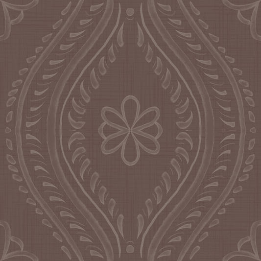 Falmet ogee damask - kaffekvarts tapet⁠