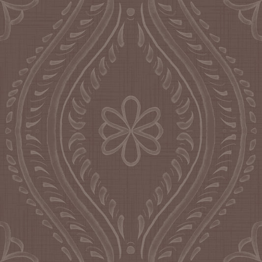 Faded Ogee Damask - Fond d'écran de quartz de café⁠