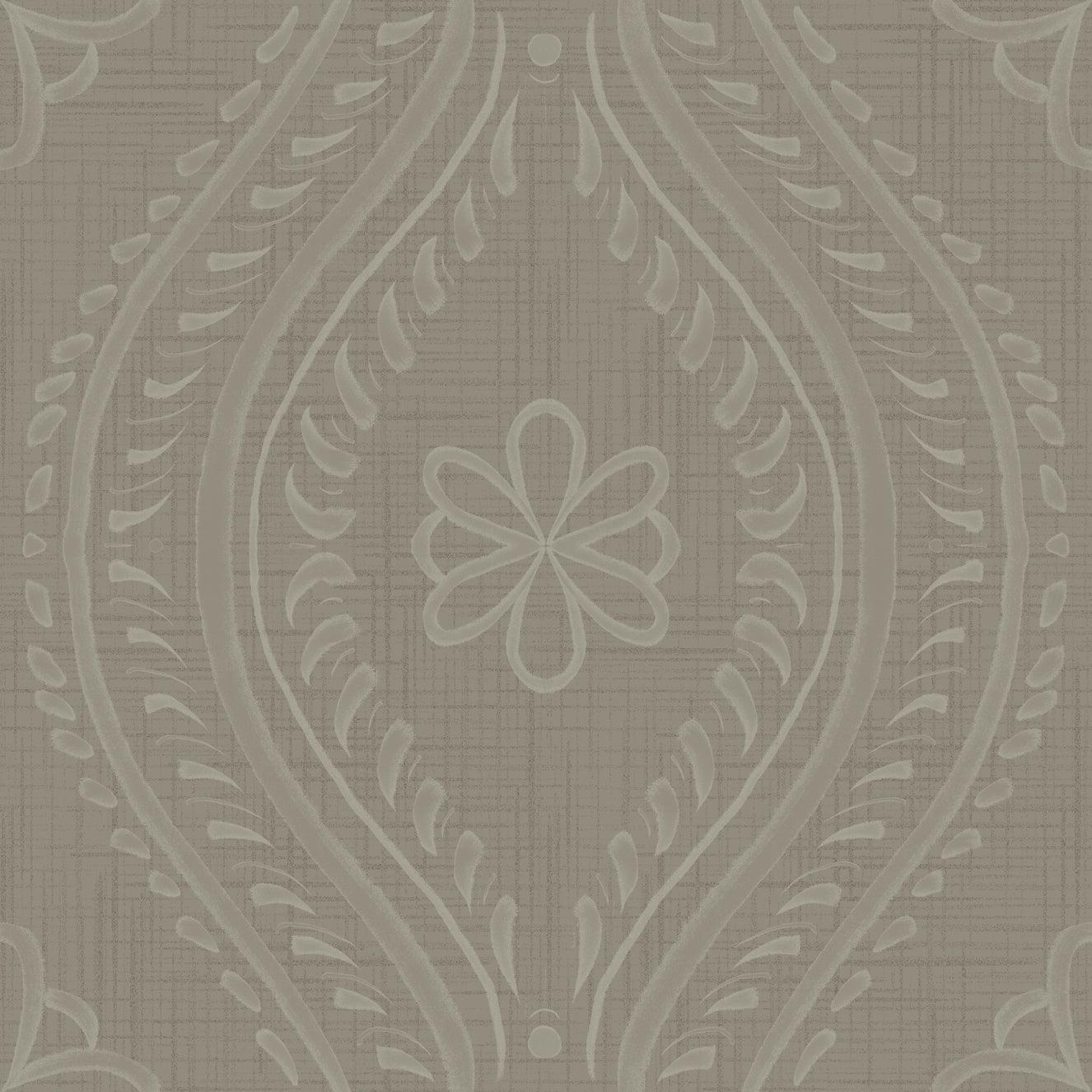 Verblasste Ogee Damask - Laurel Oak Wallpaper⁠