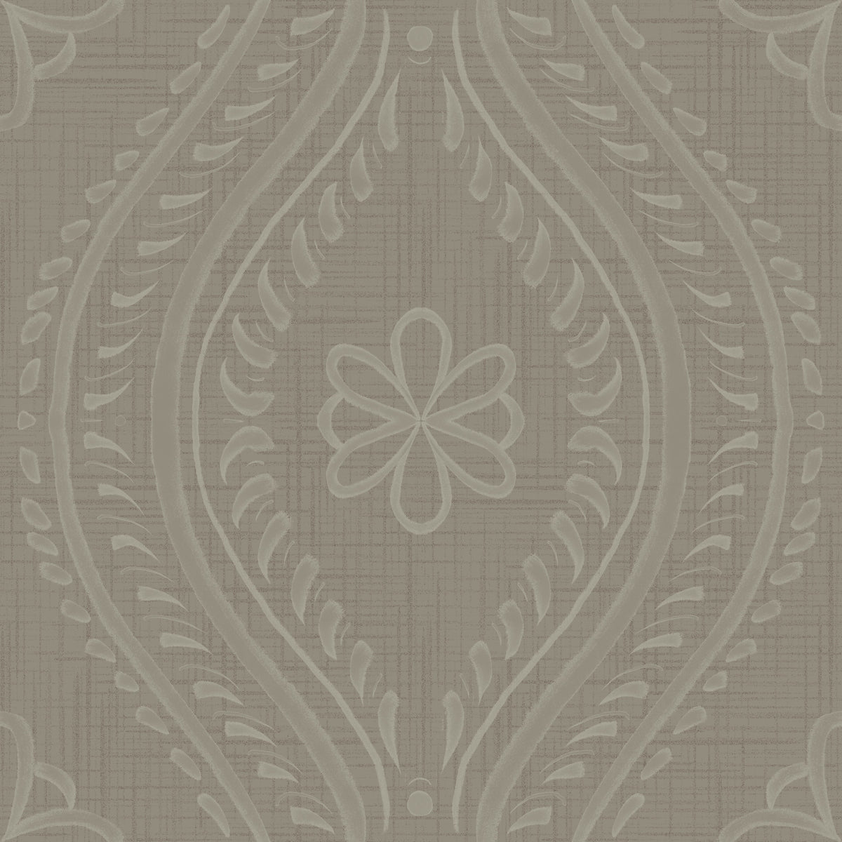 Faded Ogee Damask - Laurel Oak Wallpaper⁠ in your room — zoomed
