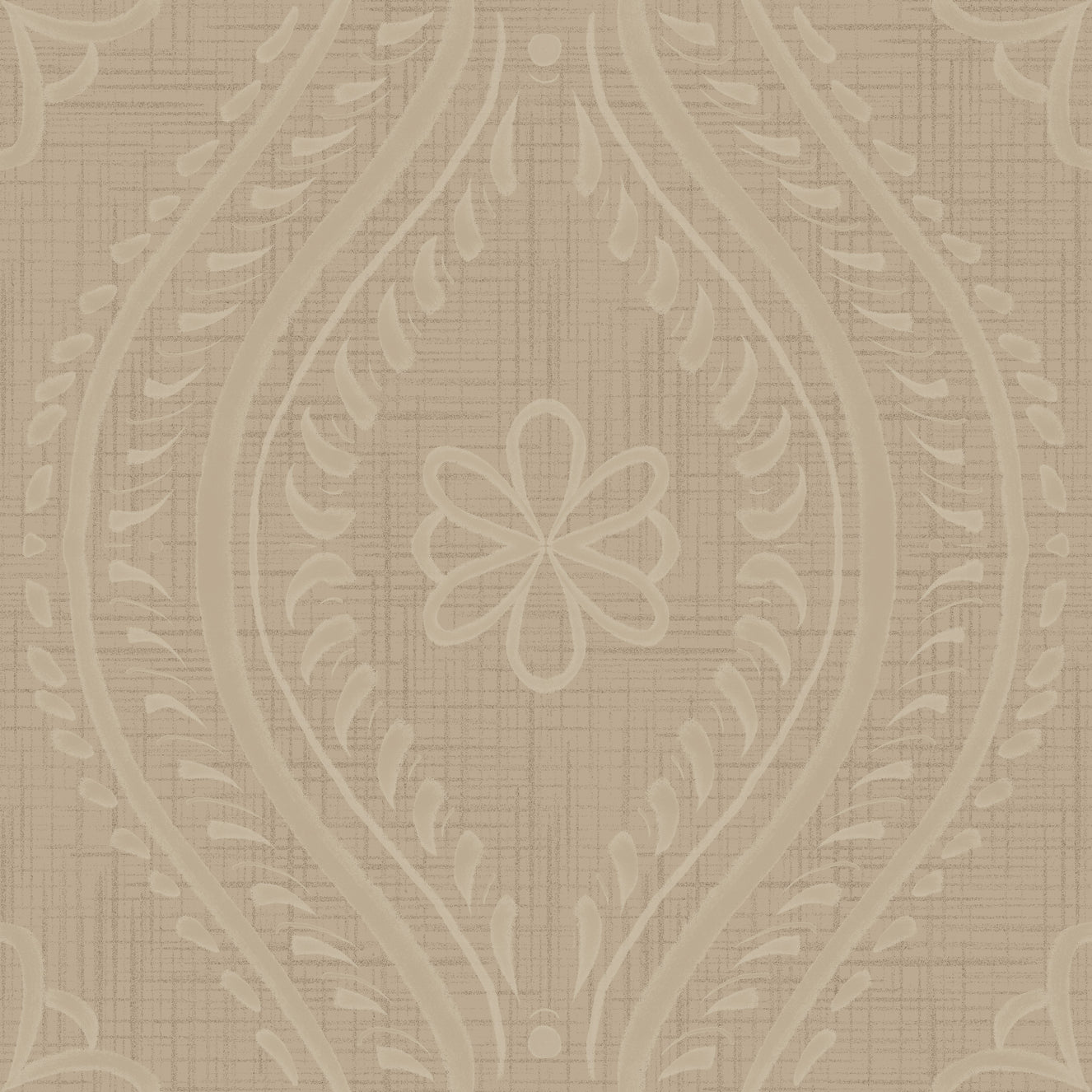 Faded Ogee Damask - Safari Wallpaper⁠