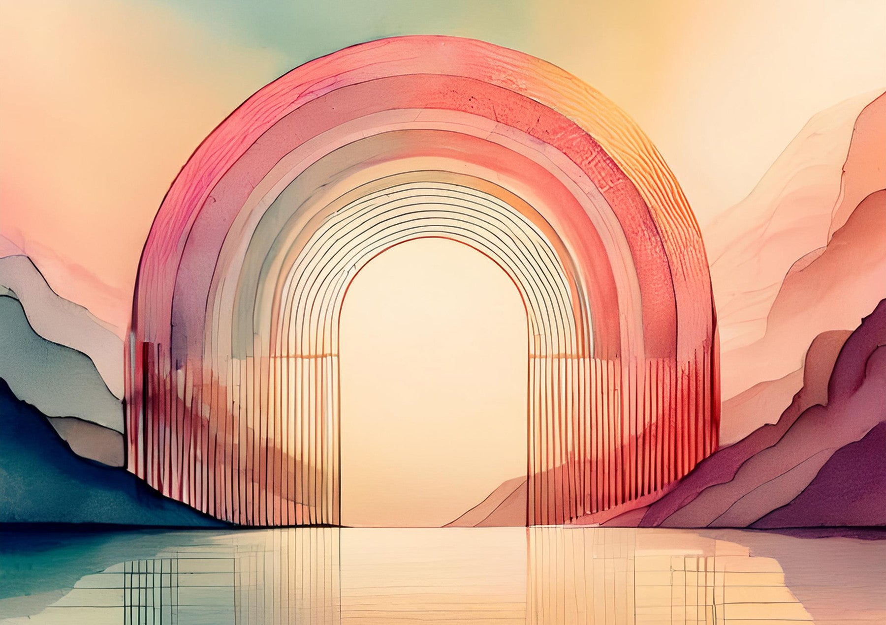 Rainbow Dream Arches  Wall Mural