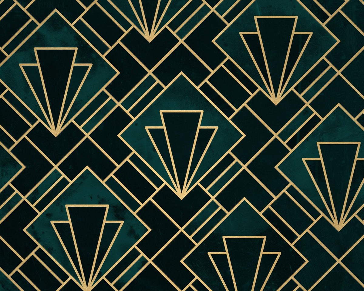 Emerald Art Deco Mosaic Wall Mural in your room — zoomed
