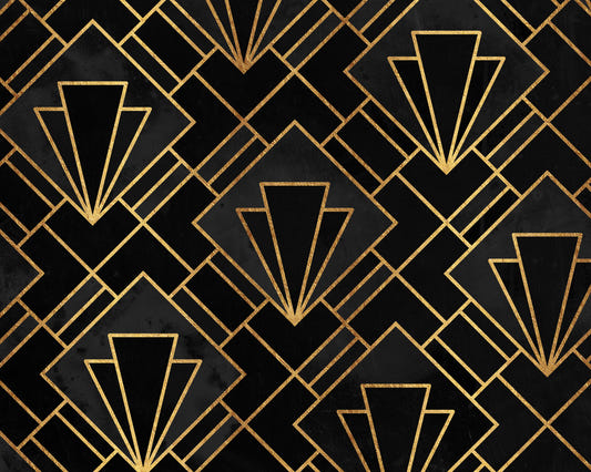 Sort nat Art Deco mosaik vægmaleri
