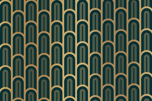 Art déco luxe cyan et colonnes d'or murale murale