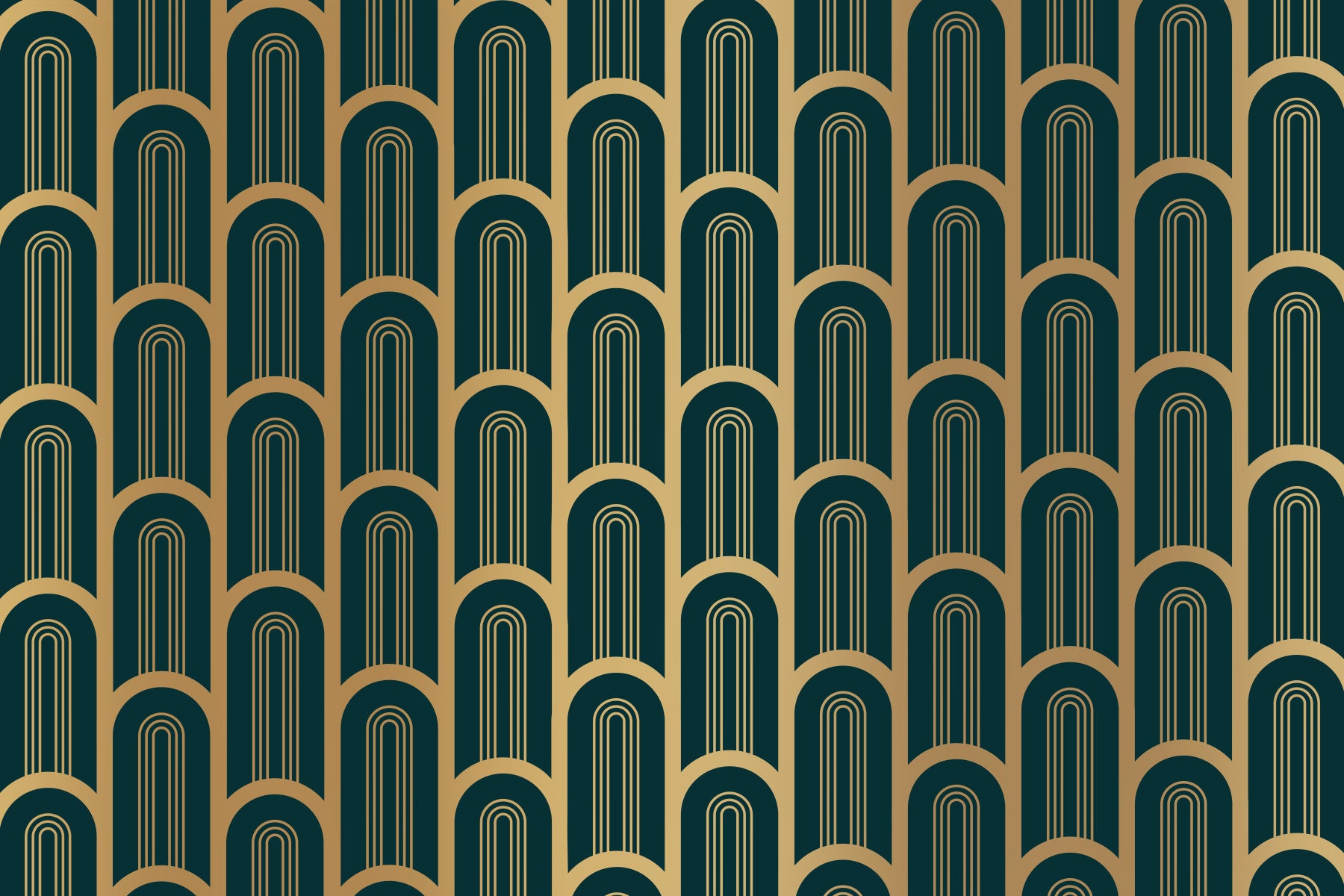 Art Deco Luxury Cyan and Gold Columns Wall Mural in your room — zoomed