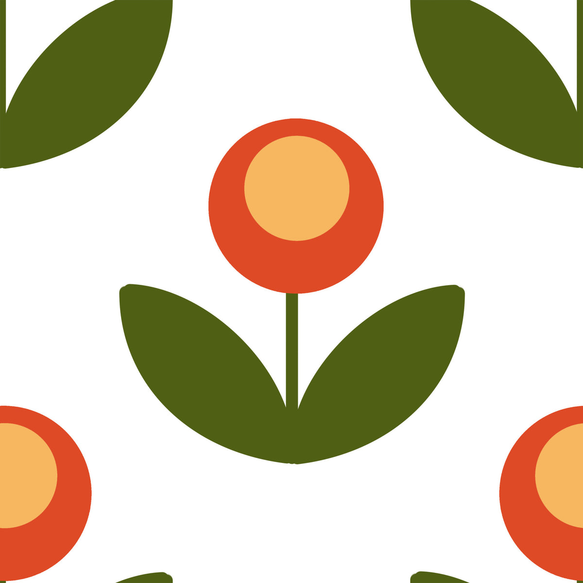 Tapet de flori moderne de la mijlocul secolului in your room — zoomed