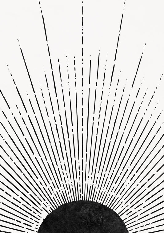 Black Sun Rays Mural