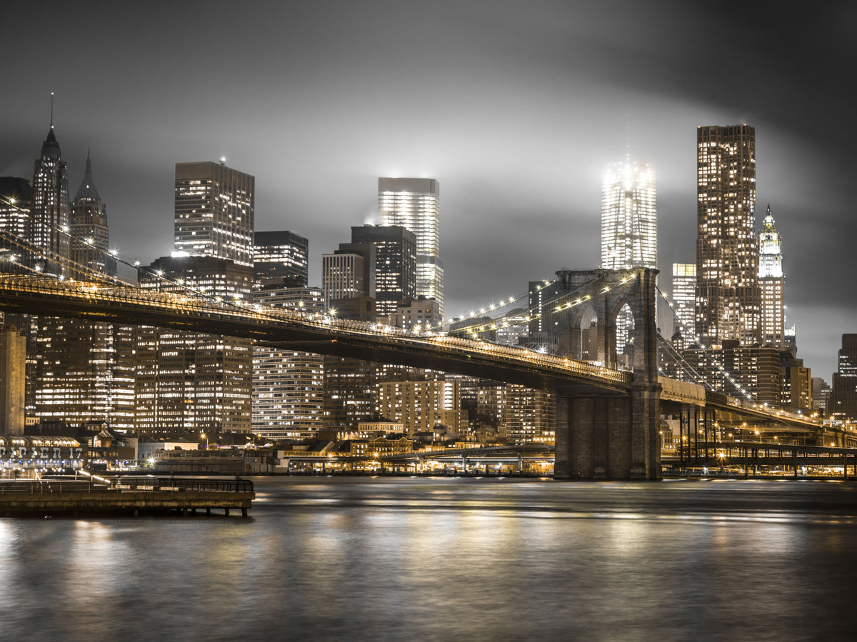 Brooklyn Bridge Nocturne Wall Mural in your room