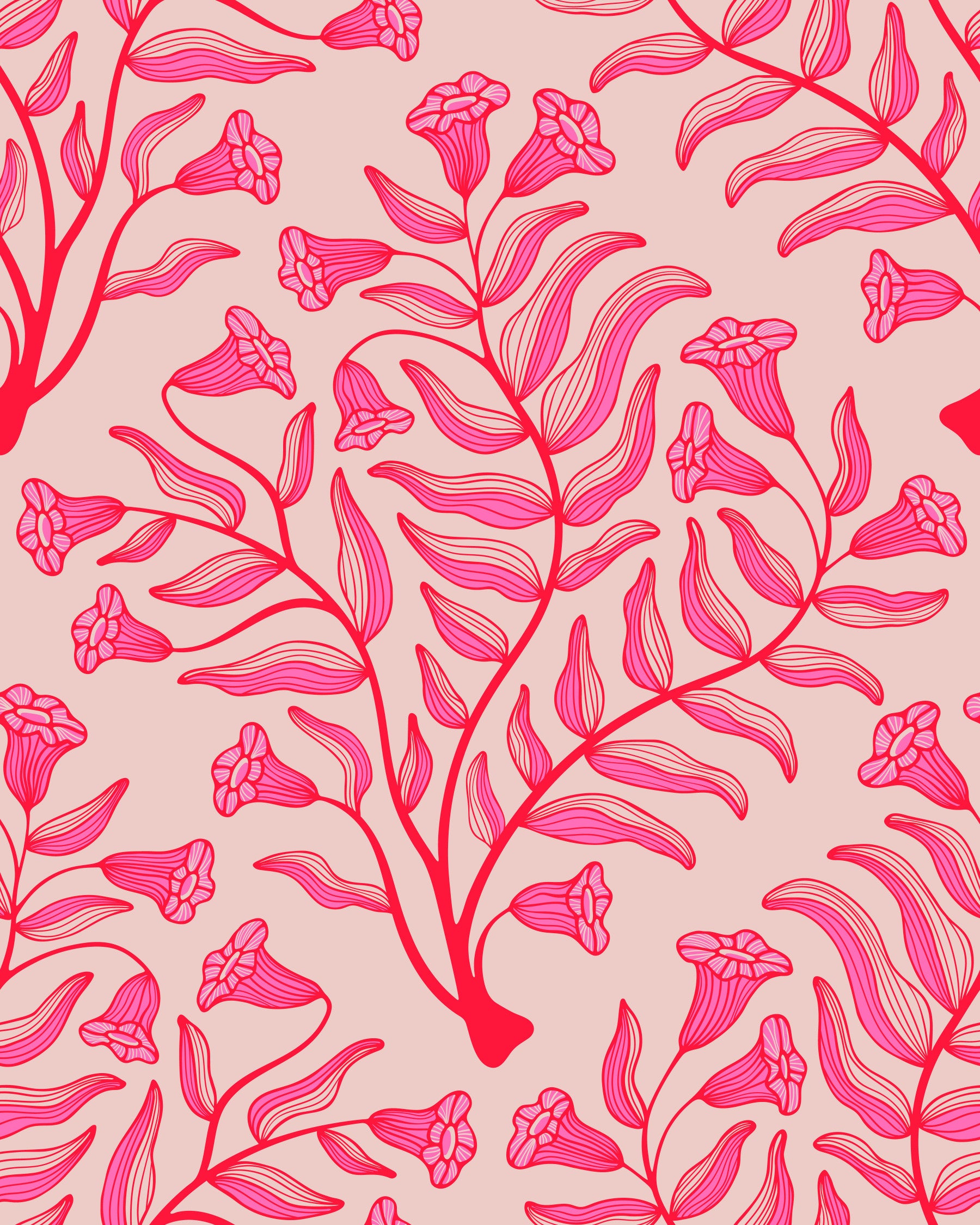 Tromba fiore damask vintage floreale floreale flotanico sfondo rosa chiaro rosso⁠