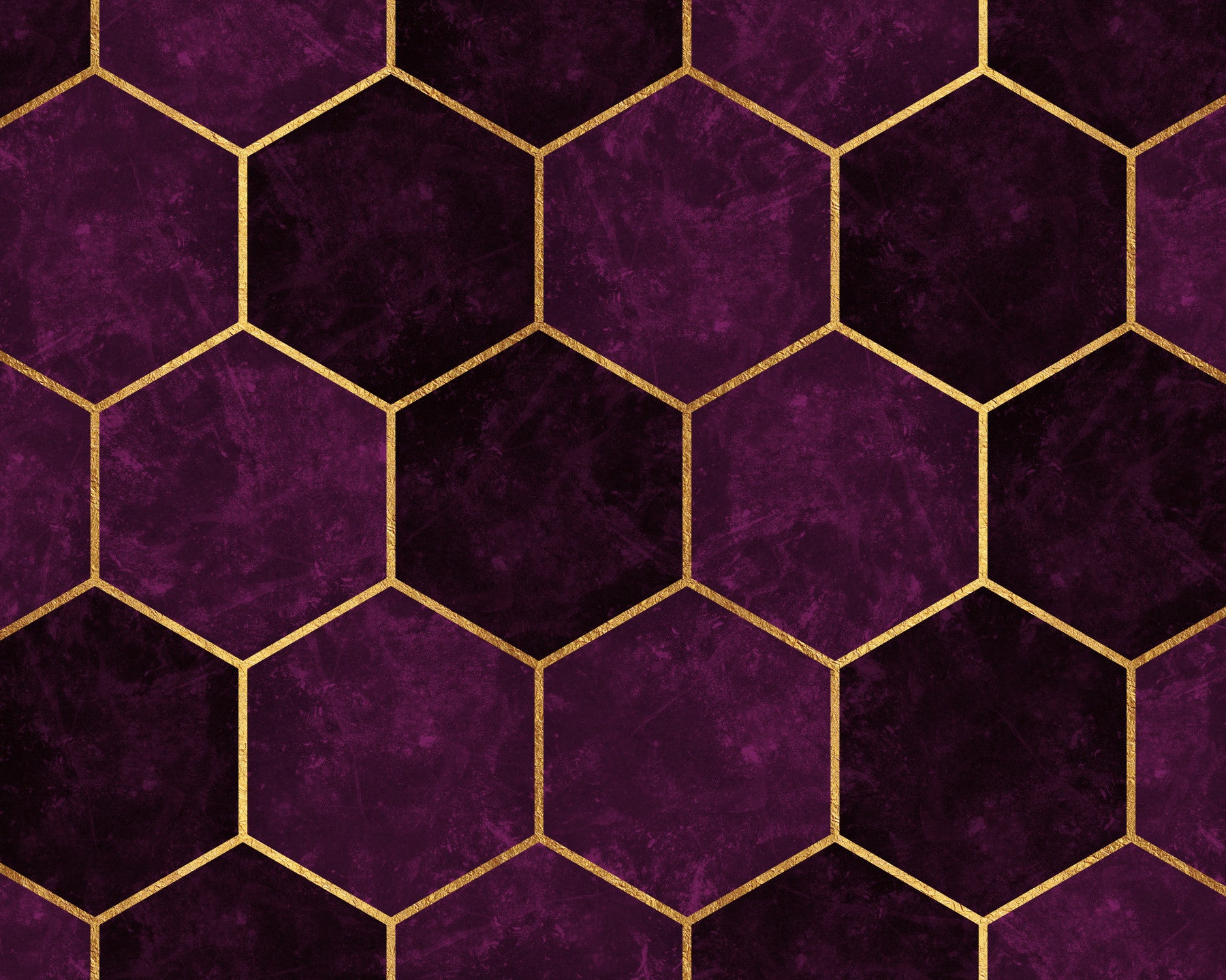 Mørk blomme luksus lyserød hexagons vægmaleri