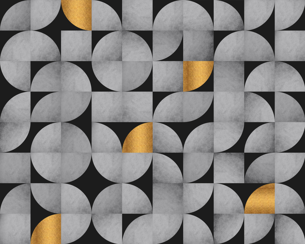 Mid-Century Concrete and Gold Wall Mural