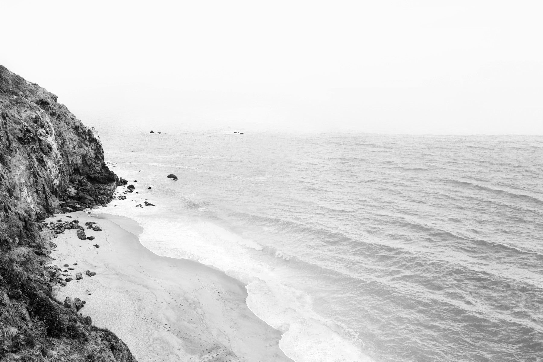 California Coast BW Wall Mural