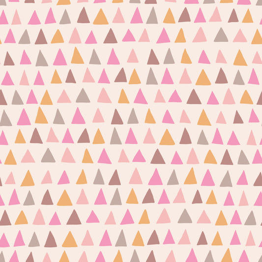 Fondo de pantalla con triángulos multicolores y vibraciones rosas