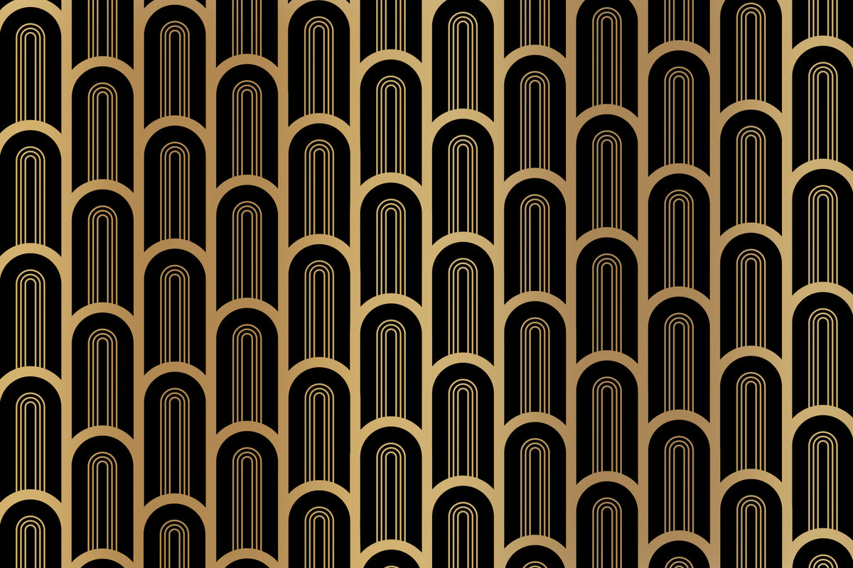 Art deco di lusso nero e oro colonne murale murale in your room — zoomed