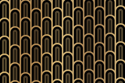 Art deco di lusso nero e oro colonne murale murale
