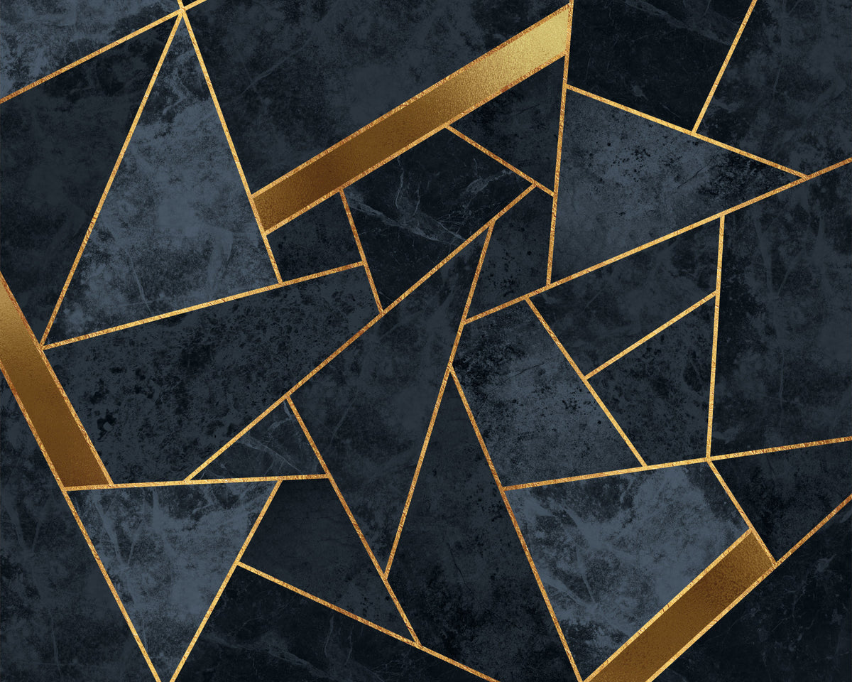 Soft Blue and Gold Mosaic Wall Mural in your room — zoomed