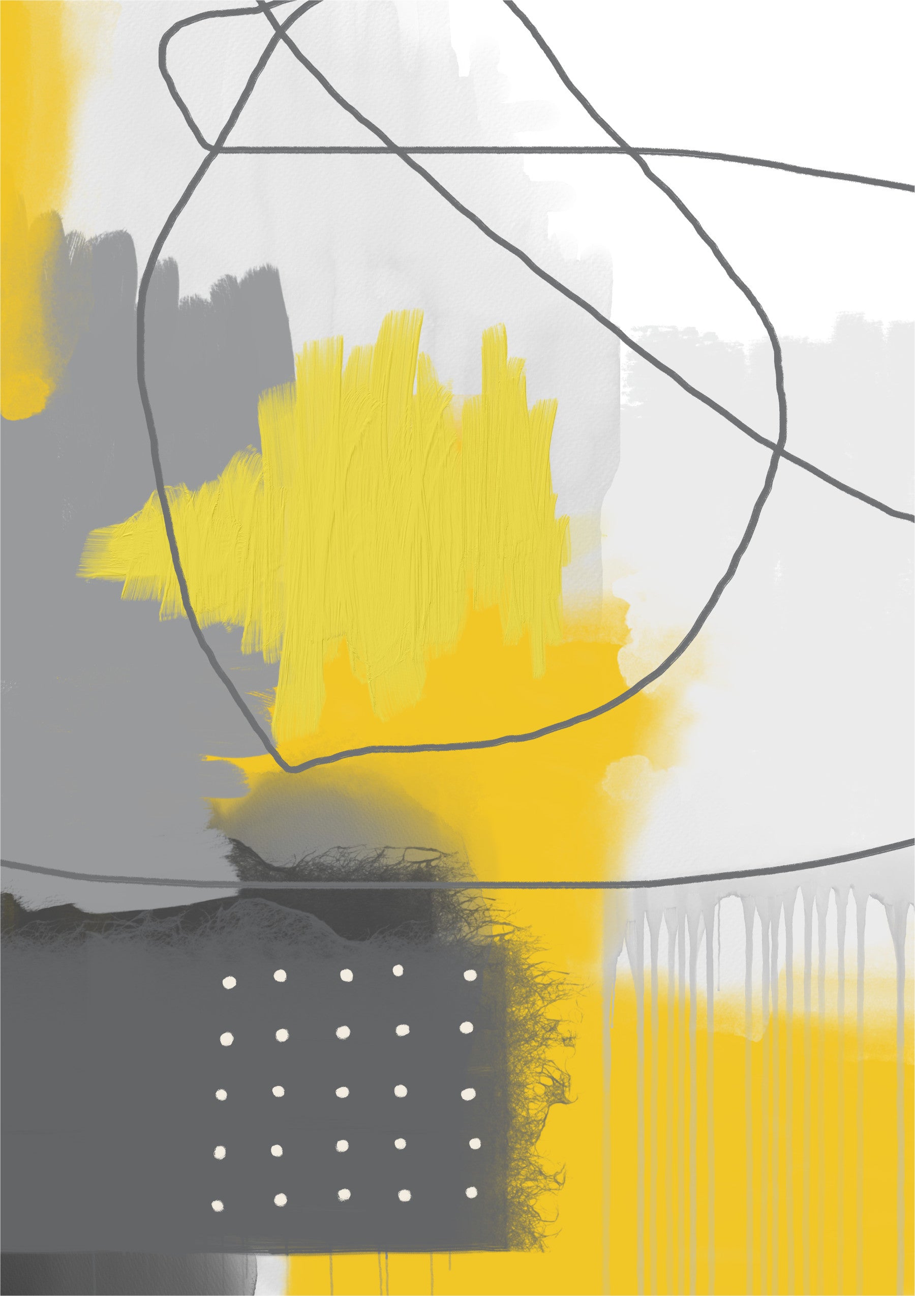 Fresque murale abstraite gris et or in your room — zoomed