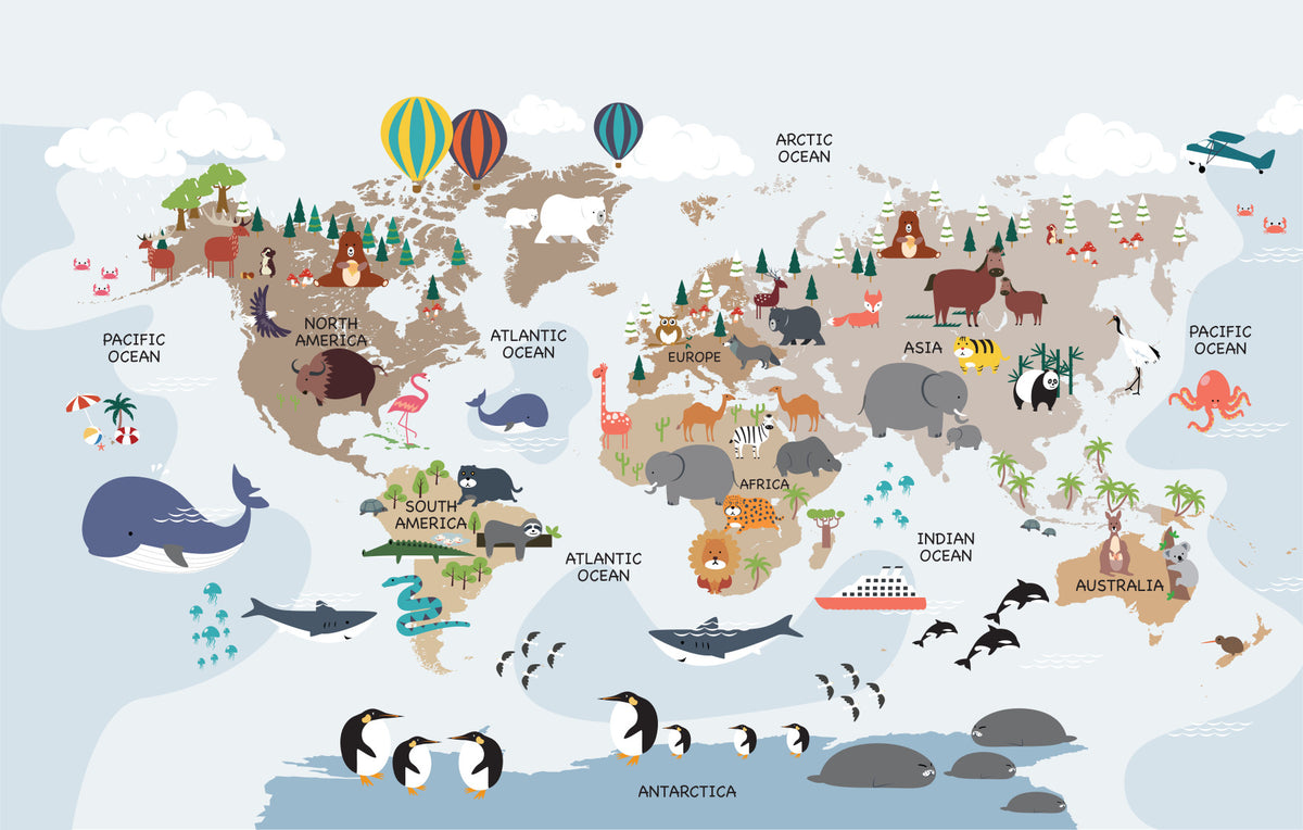 Runt om i världen Animal Adventure Wall Mural in your room