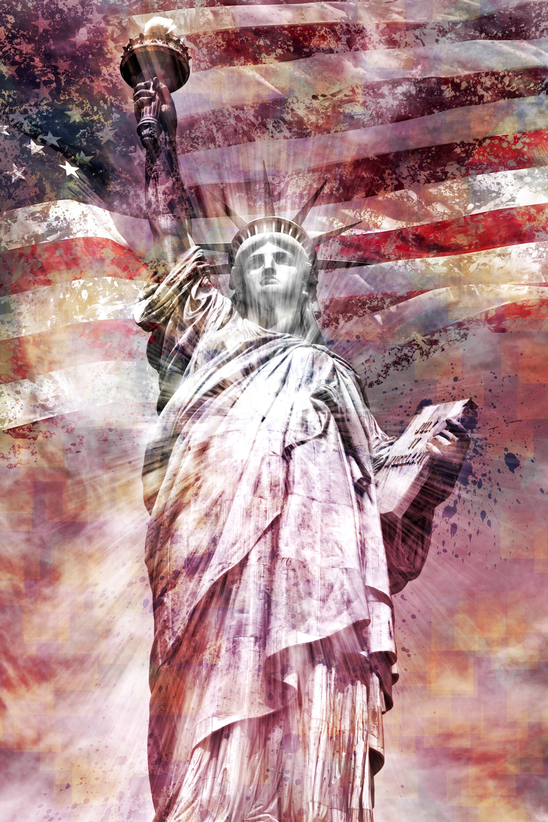 Modern Art Statue of Liberty - Red Wall Mural