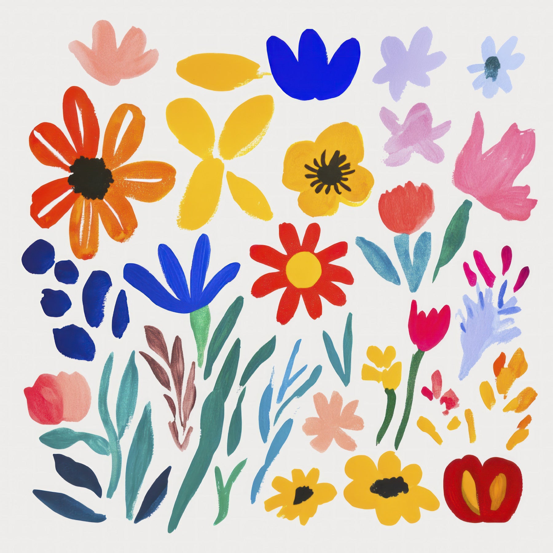 マティス風の大胆な花の印象の壁画 in your room — zoomed