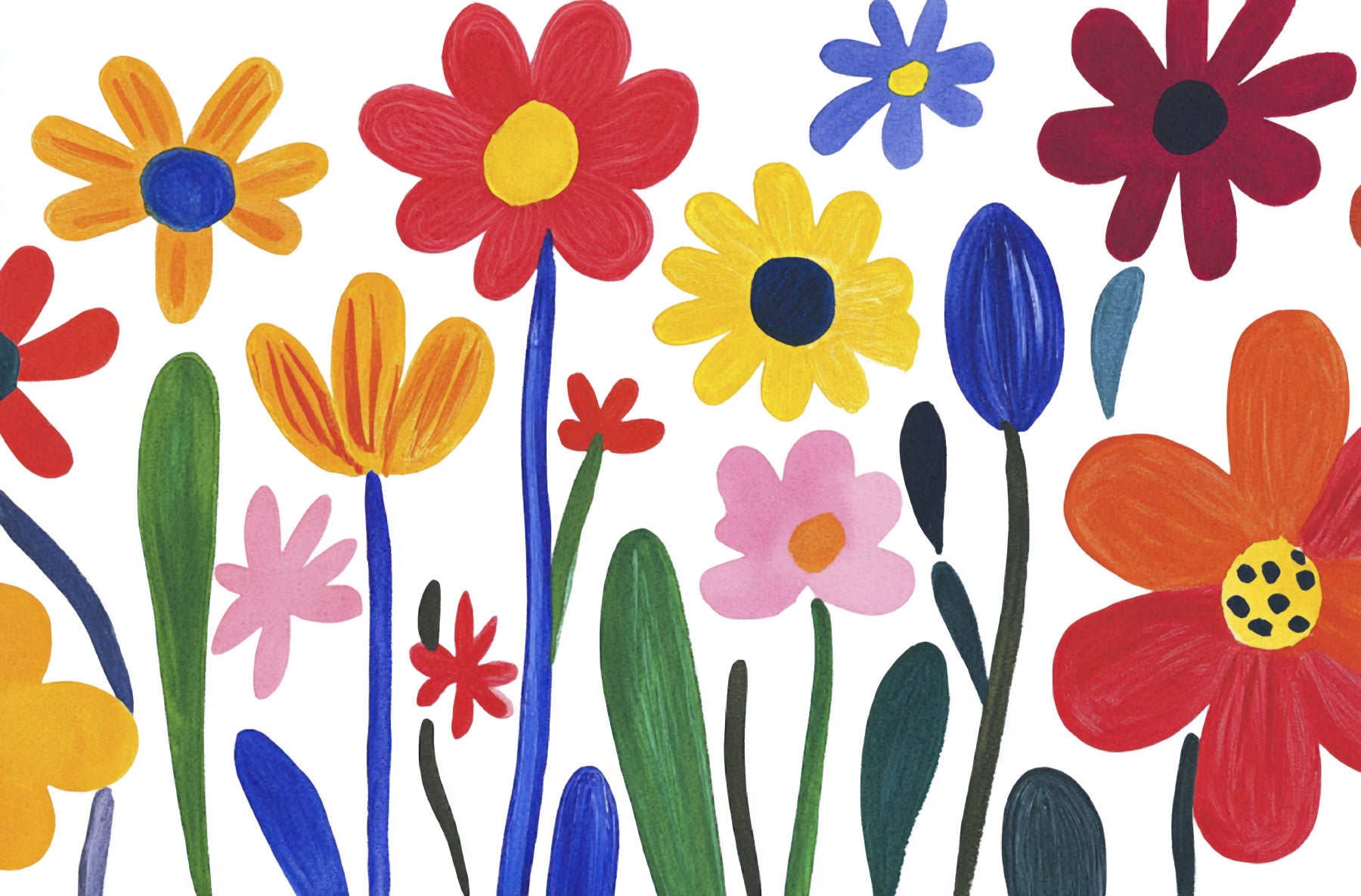 Finurlig matisse blomster have vægmaleri