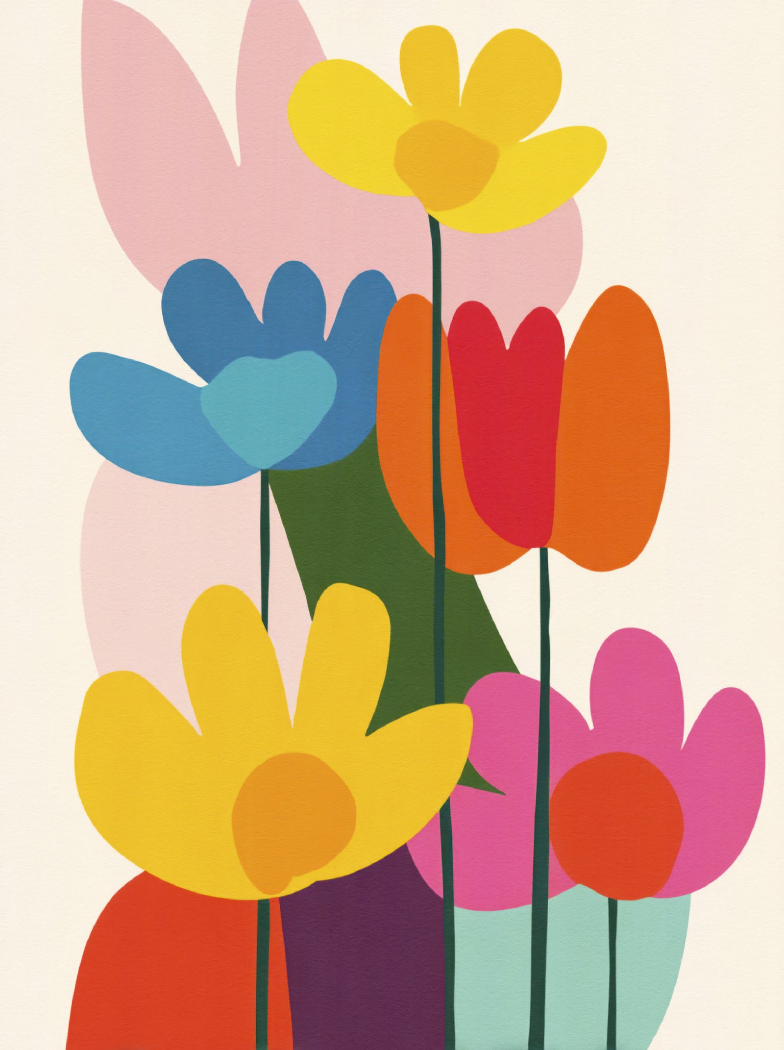 Mid-Century Modern Floral Wall Mural in your room