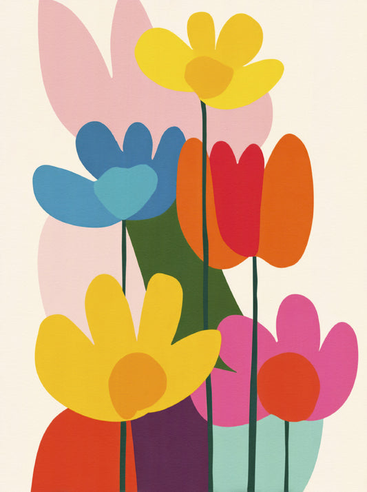 Mid-århundrede moderne blomstervæggenmaleri