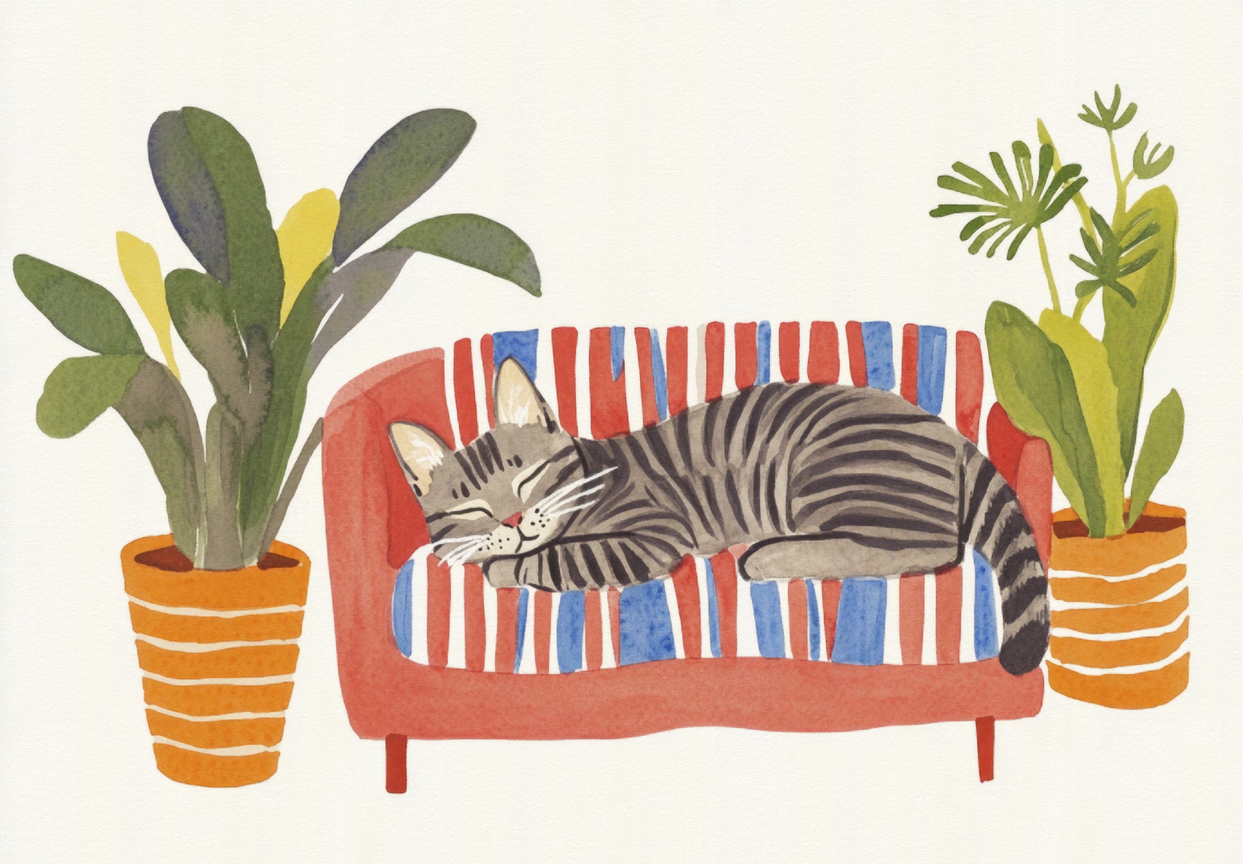 Cat Nap Oasis Watercolor Comfort Wall Mural