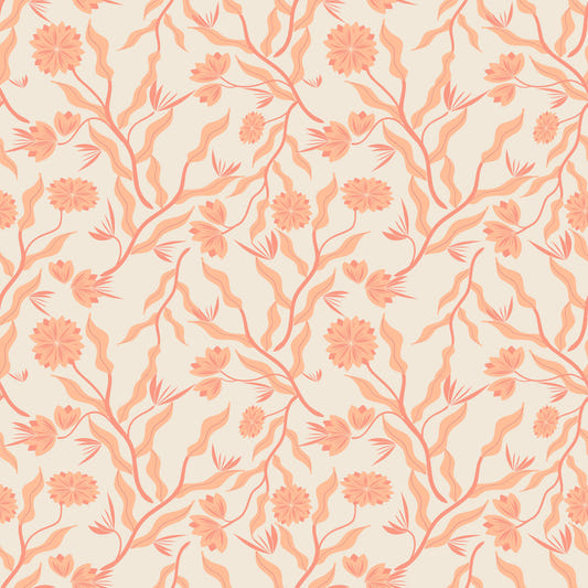 Peach Garden Reverie Artistic Floral Wallpaper Wallpaper⁠
