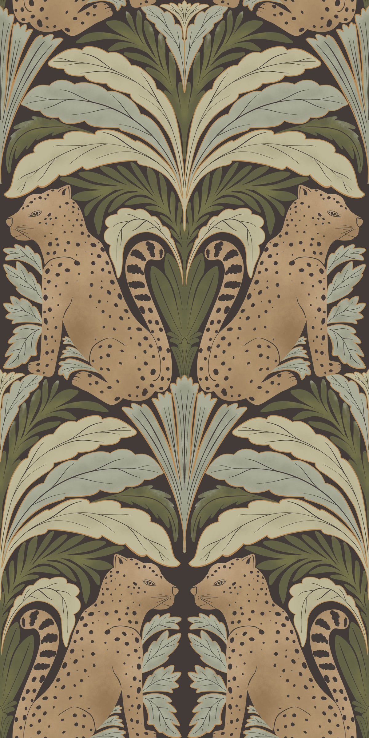 Leopard's Lair: Botanical Symmetry Wallpaper⁠ in your room