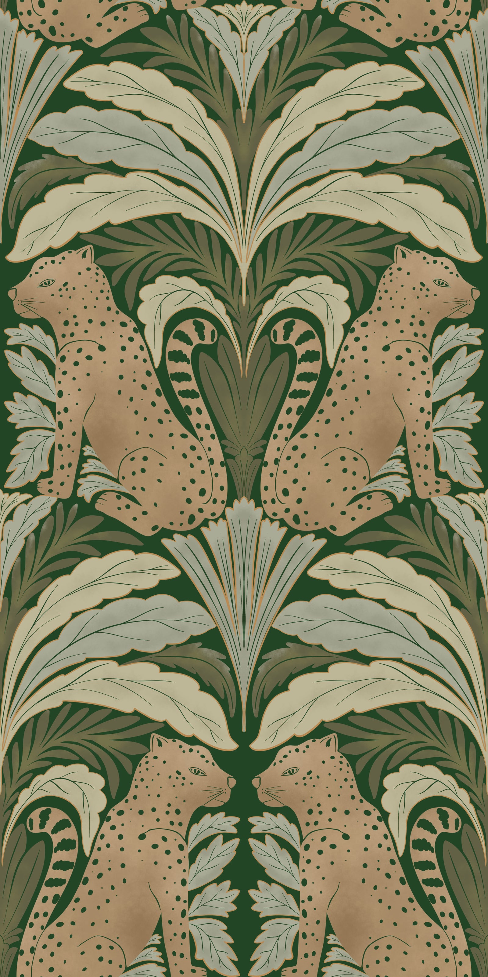 Botanische Leopard -Symmetrie Wallpaper⁠