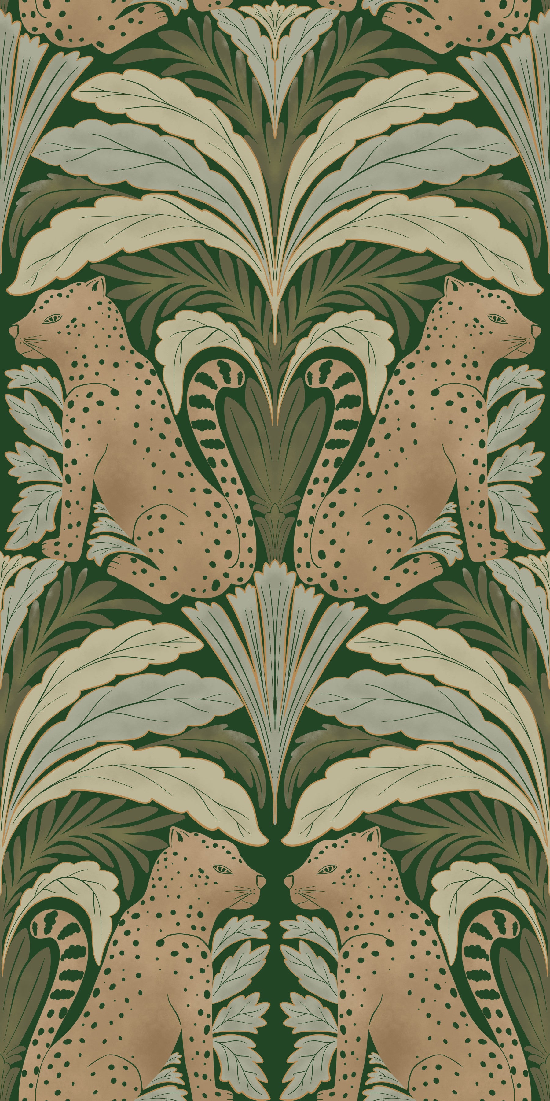 Botanische luipaard Symmetrie Wallpaper⁠