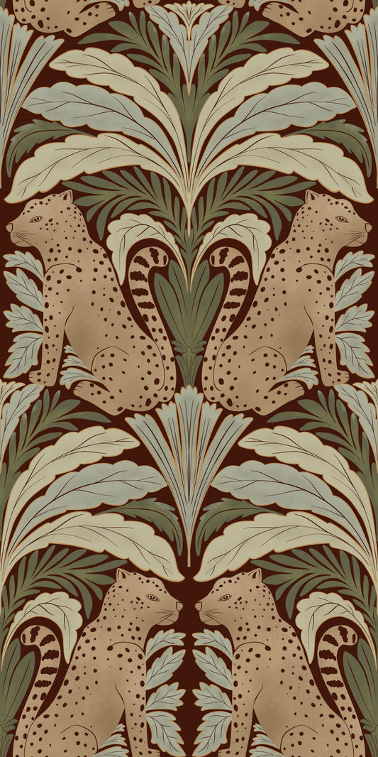 Leopard's Eden: A Botanical Sanctuary Wallpaper⁠