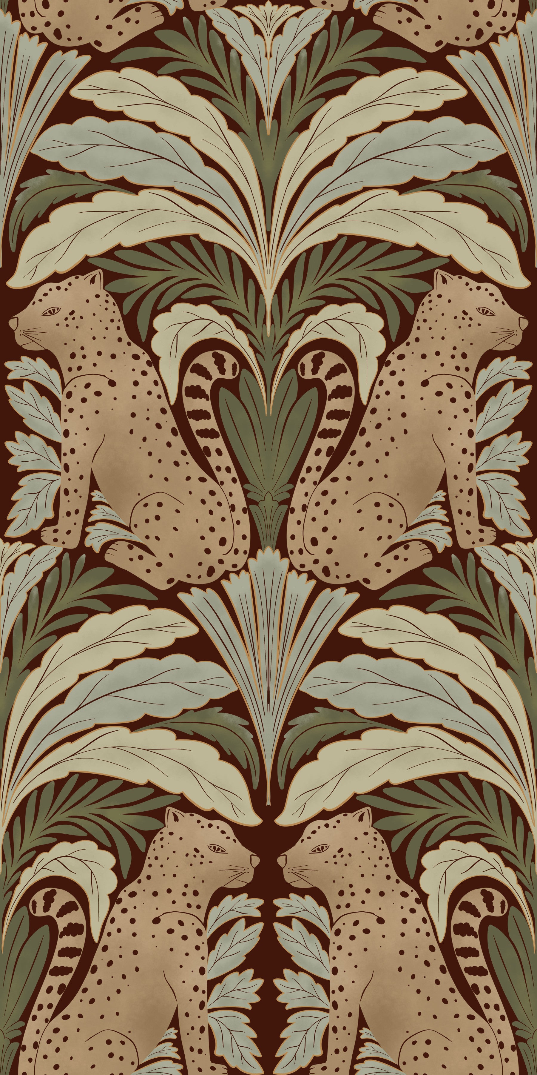 Leopard's Eden: A Botanical Sanctuary Wallpaper⁠ in your room — zoomed
