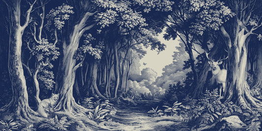 In i skogen - Delft Blue Wall Mural