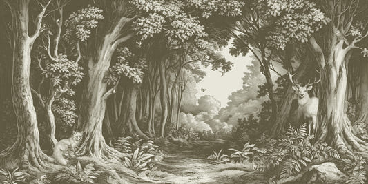In den Wald - Olivengrün Wandmalerei
