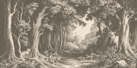 In den Wald - Pilzbraun Wandmalerei