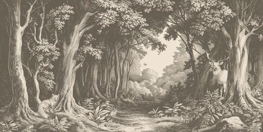 Dans la forêt - mural brun mural champignon
