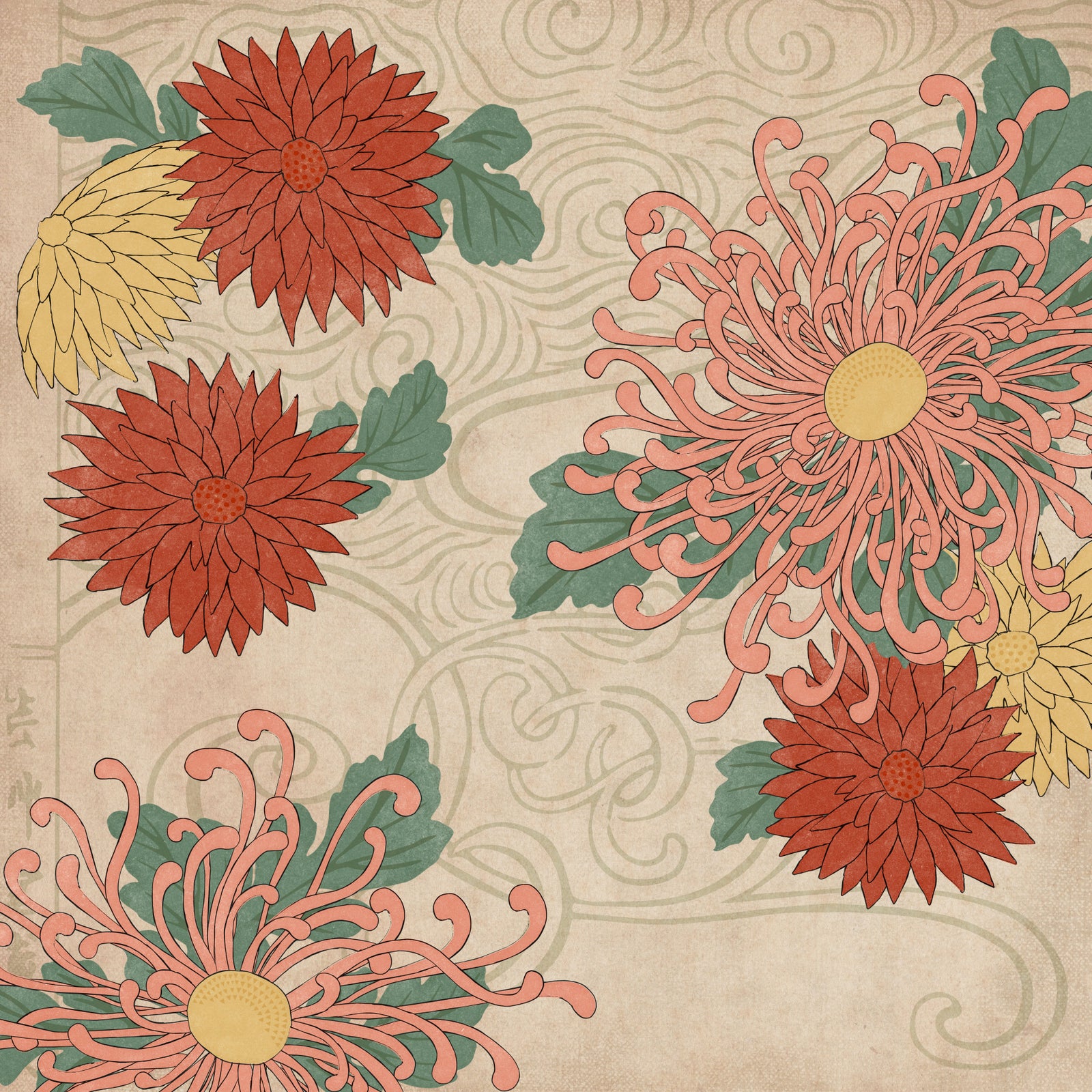 Japanese Chrysanthemum Wall Mural