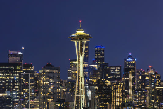 Amazing Seattle Skyline at Blue Hour Wall Mural