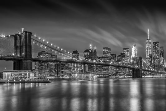 BROOKLYN BRIDGE Nightly Impressions | Monochrome Wall Mural