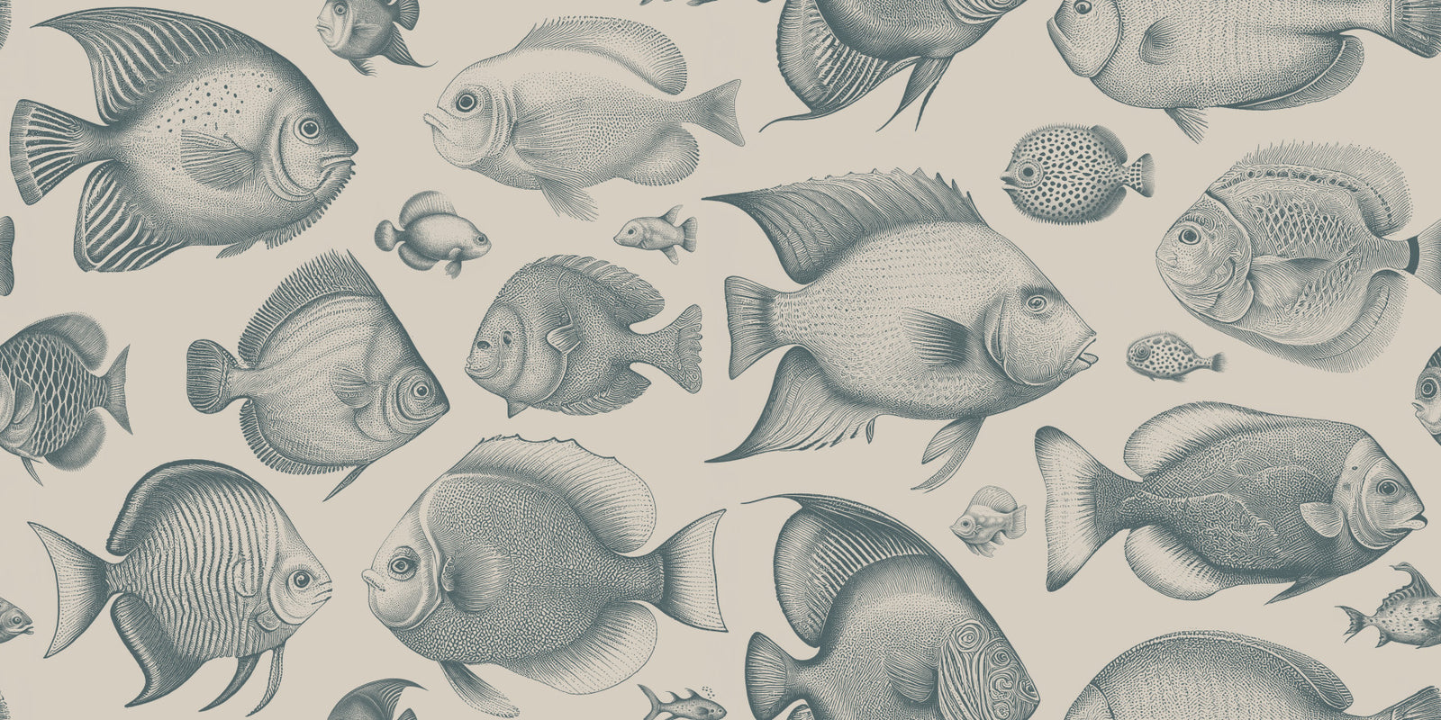 École de poisson étrange - Fond d'écran Teal & Sand⁠