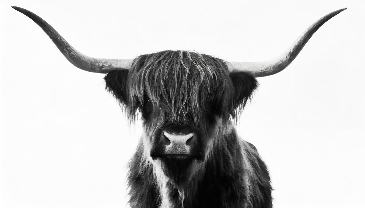 Cornes monochromes Highlands et murmure mural in your room — zoomed