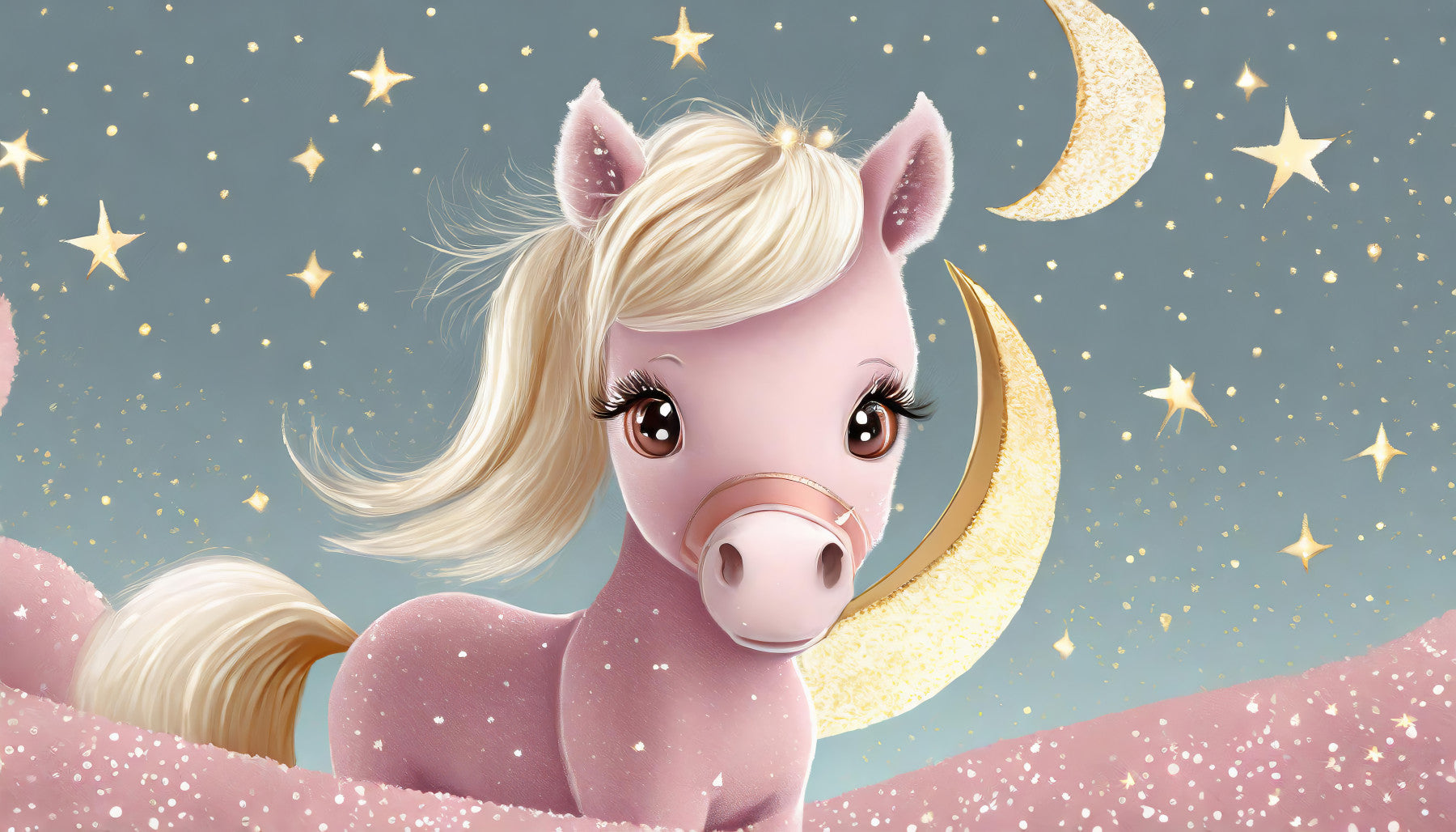 Starry Night Lullaby Pony and Moon Wall Mural in your room — zoomed